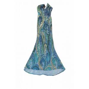 Miss Ord Sequin Gown Women’s M Multi Color Mermaid Maxi Evening Dress NWT